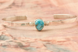 Genuine Sleeping Beauty Turquoise Sterling Silver Navajo Bracelet